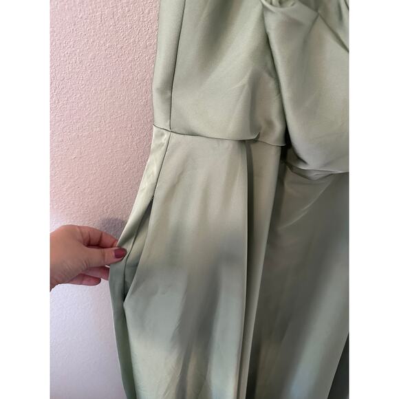 Azazie Shaude Womens size A22 Dusty Sage green bridesmaid dress - Picture 3 of 9